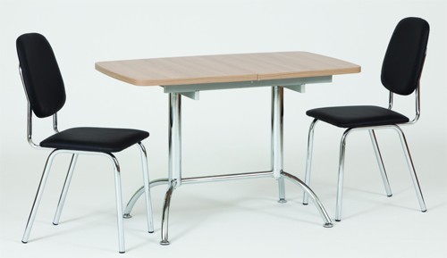 Josef Hoffmann Tischfabrik Design Holz Esstisch Ausziehtisch 120/160 x 75 cm, K&uuml;chentisch mit Chrom Gestell