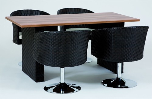 Josef Hoffmann Tischfabrik Design Holz Esstisch 160 x 80 cm, K&uuml;chentisch mit Kunstfaser Gestell Schwarz