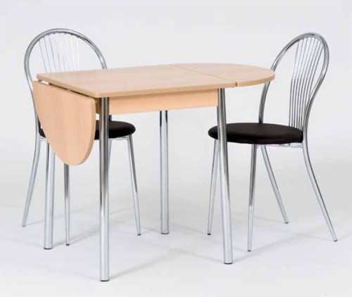 Josef Hoffmann Tischfabrik Design Holz K&uuml;chentisch 60 (120) x 60 cm, Esstisch klappbar mit Chrom Gestell