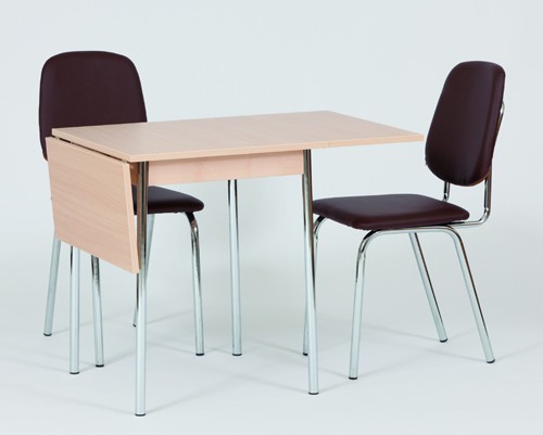 Josef Hoffmann Tischfabrik Design Holz K&uuml;chentisch 60 (120) x 68 cm, Esstisch klappbar mit Chrom Gestell