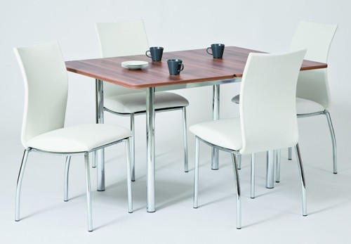 Josef Hoffmann Tischfabrik Design Holz Schwenkklapptisch 90 (120) x 60 cm Esstisch klappbar mit Chrom Gestell