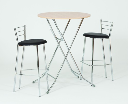 Josef Hoffmann Tischfabrik Design Stehtisch Klapptisch &Oslash; 80 cm Stehklapptisch mit Chrom Gestell