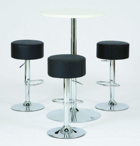 Josef Hoffmann Tischfabrik Design Holz Bartisch Stehtisch &Oslash; 80 cm, Bistrotisch mit Chrom Trompetenfu&szlig;