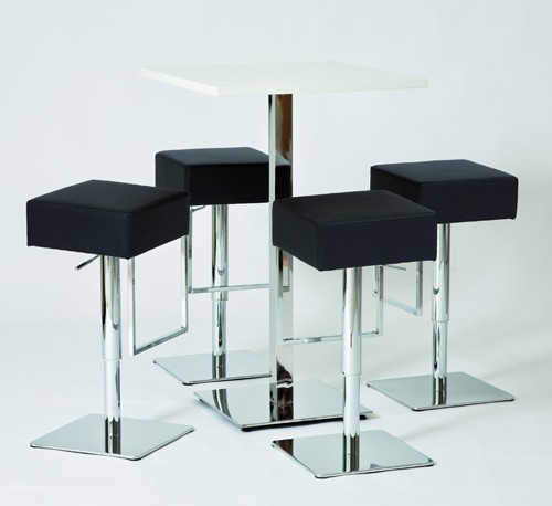 Josef Hoffmann Tischfabrik Design Bartisch Stehtisch 70 x 70 cm, quadratischer Bistrotisch mit Edelstahl Gestell