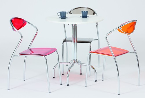 Josef Hoffmann Tischfabrik Design Bistrotisch Esstisch &Oslash; 70 cm, K&uuml;chentisch mit Steckgestell aus Chrom
