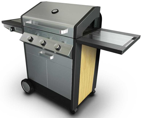 Cadac Meridian Bamboo BBQ Gas-Grillwagen Grillstation Grill Gasgrill, 3 Brenner