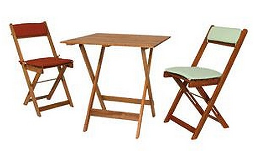 Siena Garden Gartenm&ouml;bel Balkon Set Turin, 2x Klappstuhl inkl. Auflagen + 1x Klapptisch 60 x 60 cm aus Akazienholz