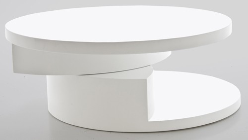 Actona Design-Couchtisch Wohnzimmertisch High Gloss matt wei&szlig; rund 80,0 x 80,0 x H: 40,0 cm