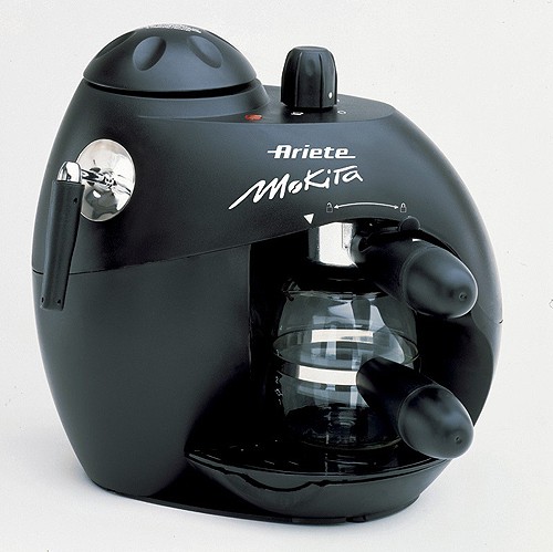 Ariete DeLonghi Mokita 1348 Pulver Espresso- und Cappuccino-Maschine mit Glaskanne 800 Watt Schwarz