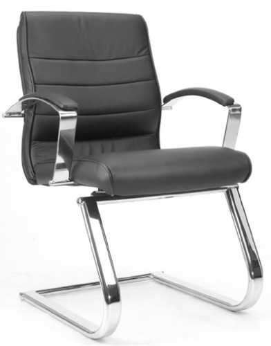 Topstar Besucherstuhl TD Lux 15 Echtleder Freischwinger mit Armlehnen schwarz 8h