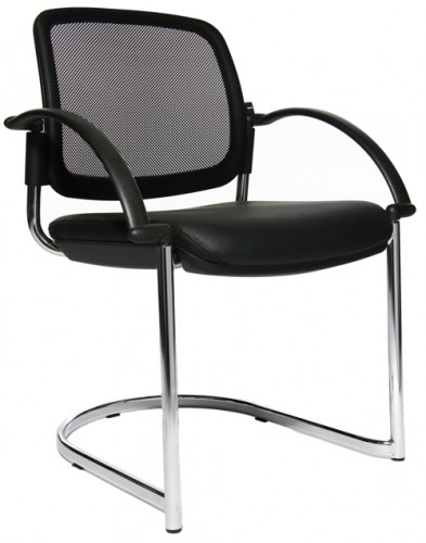 Topstar Softex/Netz Besucherstuhl Open Chair 30 Freischwinger mit Armlehnen schwarz