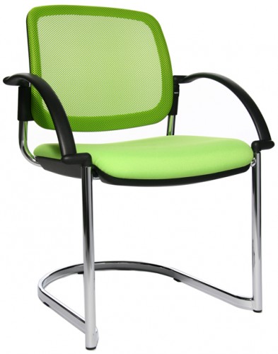 Topstar Stoff/Netz Besucherstuhl Gr&uuml;n Open Chair 30 Freischwinger mit Armlehnen