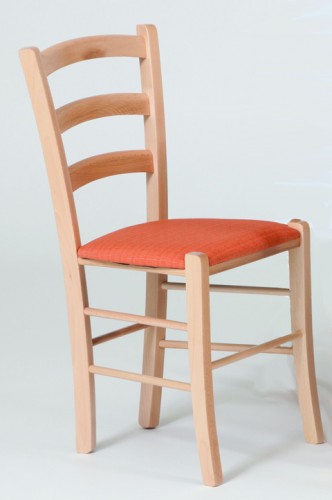 Josef Hoffmann Tischfabrik Design Stuhl Ems Esszimmerstuhl K&uuml;chenstuhl aus Buche Natur und Stoff Terracotta