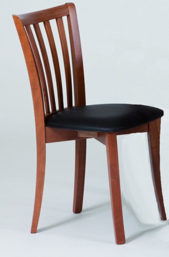 Josef Hoffmann Tischfabrik Design Stuhl Natalie Esszimmerstuhl K&uuml;chenstuhl aus Buche walnussfarbig mit Sitz aus Kunstleder Schwarz