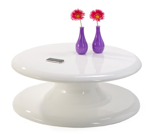 Ilert Design Couchtisch Finja Wohnzimmertisch &Oslash; 90 cm, Beistelltisch aus Glasfaser verst&auml;rktem Kunststoff Wei&szlig;
