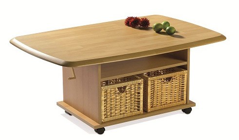 Ilert Design Couchtisch Antwerpen Wohnzimmertisch 103 x 63 cm, Holztisch mit Rollen, h&ouml;henverstellbar Buche