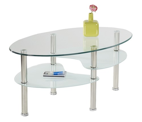 Ilert Design Couchtisch Champ Wohnzimmertisch 90 x 55 cm, Glastisch mit Metall-F&uuml;&szlig;e