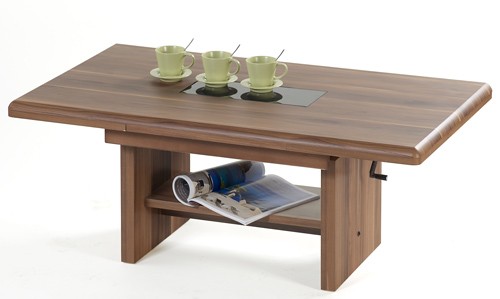 Ilert Design Couchtisch Constantin Wohnzimmertisch 105-175 x 65 cm, Ausziehtisch h&ouml;henverstellbar Nussbaum-Schwarz