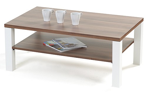 Ilert Design Couchtisch Dream Wohnzimmertisch 105 x 65 cm, Holztisch Nussbaum-Wei&szlig;