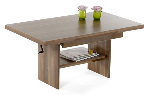 Ilert Design Couchtisch Fabula Wohnzimmertisch h&ouml;henverstellbar Ausziehtisch 100-150 x 60 cm, aus Nussbaum