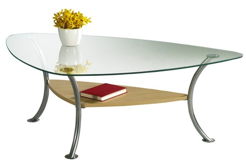 Ilert Design Couchtisch Komet 02 Wohnzimmertisch 90 x 55 cm, kleiner Glastisch Buche