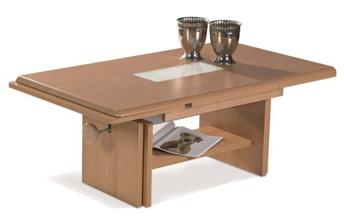 Ilert Design Couchtisch Lido Wohnzimmertisch h&ouml;henverstellbar 110-180 x 70 cm, Ausziehtisch aus Buche
