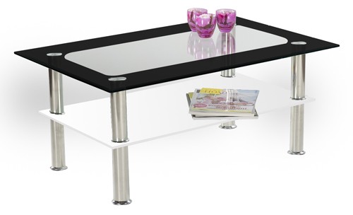 Ilert Design Couchtisch Luke 08 Wohnzimmertisch 100 x 60 cm, Glastisch Schwarz Wei&szlig;