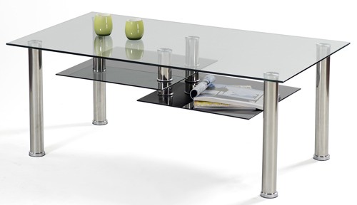 Ilert Design Couchtisch Metro Wohnzimmertisch 110 x 60 cm, Glastisch mit Metall F&uuml;&szlig;e