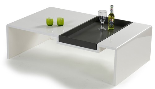Ilert Design Couchtisch Mila Wohnzimmertisch 120 x 75 cm, Hochglanz Schwarz-Wei&szlig;