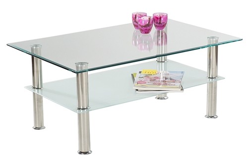 Ilert Design Couchtisch Sevilla Wohnzimmertisch 100 x 63 cm, Glastisch mit Metall F&uuml;&szlig;e