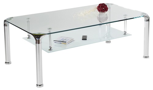 Ilert Design Couchtisch Skyhigh Wohnzimmertisch 120 x 65 cm, Glastisch mit Metall-F&uuml;&szlig;e