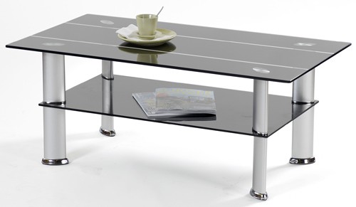 Ilert Design Couchtisch Taran Wohnzimmertisch 110 x 60 cm, Glastisch Schwarz mit Metall-F&uuml;&szlig;e