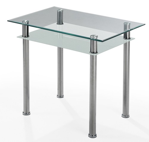 Ilert Design Esstisch Tabula 20 Tisch 90 x 60 cm Glastisch mit Ablage Sandgestrahlt Matt