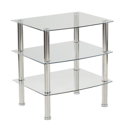 Ilert Design Fernsehtisch Billy Lowboard 55 x 45 cm, TV Regal aus Glas mit Metall-F&uuml;&szlig;e