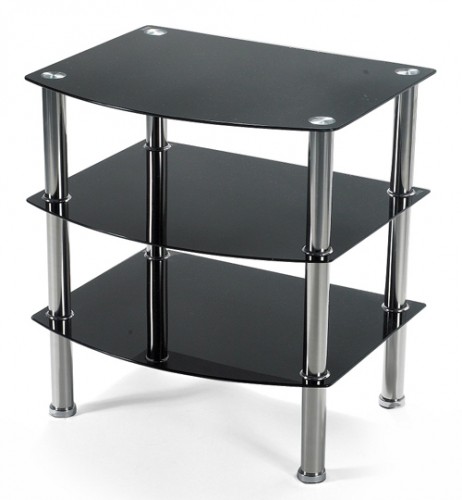 Ilert Design Fernsehtisch Herribert Lowboard 55 x 45 cm, TV Regal aus Gals Schwarz mit Glitzer Effekt