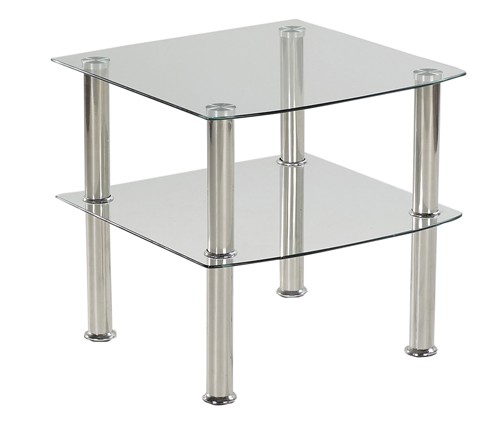 Ilert Design Fernsehtisch Moskau Lowboard kleines TV Regal 45 x 45 cm, aus Glas mit Metall-F&uuml;&szlig;e