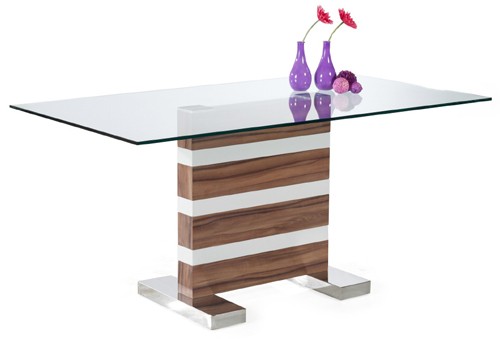 Ilert Design Esstisch Ayleen 12 Tisch 160 x 90 cm Esszimmertisch, Glastisch Nussbaum Wei&szlig; Hochglanz