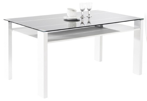 Ilert Design Esstisch Tisch 150 x 90 cm Esszimmertisch Glastisch Wei&szlig; Hochglanz