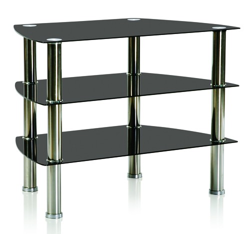 Home Products Design Glas Fernsehtisch Mina 80 x 50 cm Lowboard TV Regal aus Sicherheitsglas Schwarz
