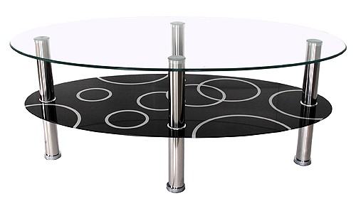 Home Products Design Couchtisch Pippin Wohnzimmertisch 110 x 60 cm Glastisch Schwarz mit Kreis-Muster