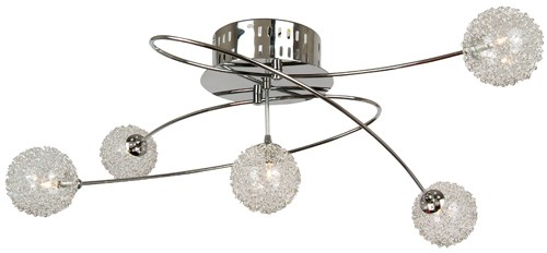 GLOBO LED Deckenleuchte aus Glas & Drahtgeflecht 5-flammig