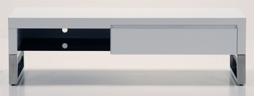 Actona Design TV-Tisch Fernsehtisch 140 x 45 cm TV Rack Glas Schwarz Wei&szlig; Hochglanz