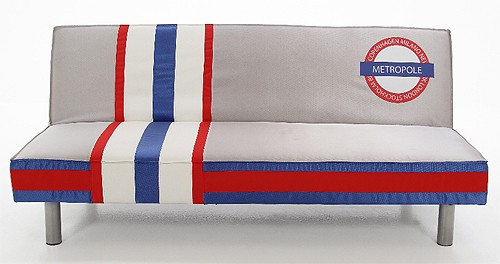 Actona Design Schlafcouch 190 x 91 cm Schlafsofa Couch aus Stoff Metropole Print
