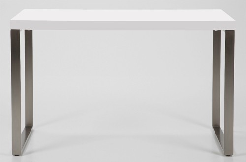 Actona Design Schreibtisch 120 x 60 cm Computertisch mit Chrom Gestell, Tisch Wei&szlig; Hochglanz