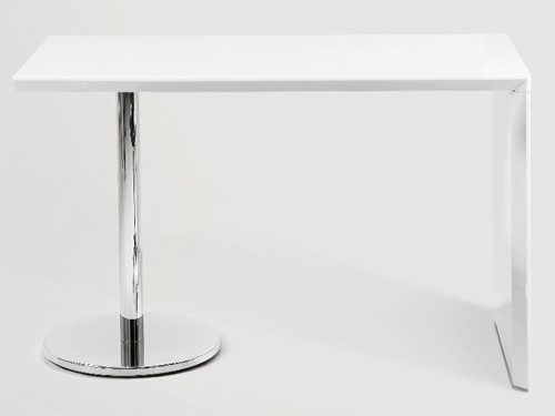 Actona Design Schreibtisch 120 x 60 cm Computertisch Chrom Wei&szlig; Hochglanz