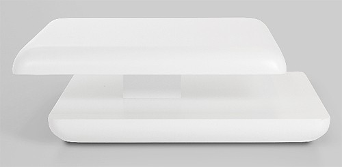 Actona Design Couchtisch 80 x 80 cm Wohnzimmertisch mit Drehfunktion Wei&szlig; Hochglanz