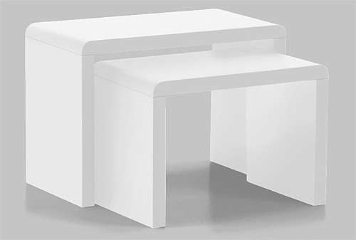 Actona Design Couchtisch 59 x 60 cm Wohnzimmertisch 2-teilig, Beistelltische Wei&szlig; Hochglanz