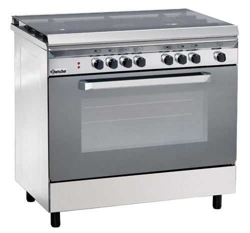 Bartscher 5 Flammen Gewerbe Gasherd mit Elektro-Multifunktionsbackofen