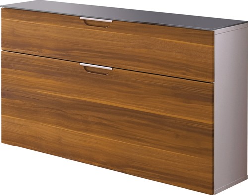 Amstyle Design Schuhschrank Bella Schuhkipper Schuhkommode h&auml;ngend wei&szlig; / Walnuss