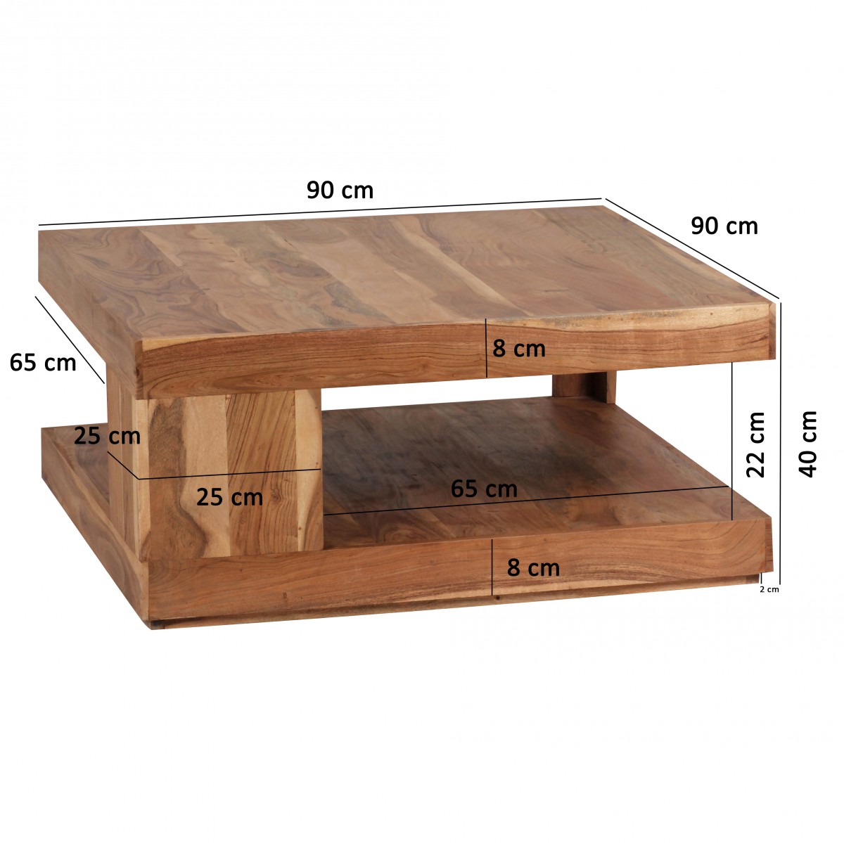 Finebuy couchtisch massiv holz 90 cm breit design wohnzimmer tisch ...